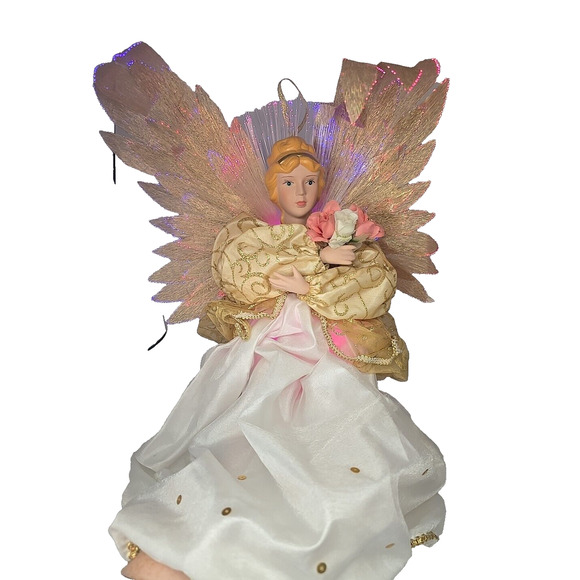 VTG Fiber Optic Led Light-Up Hanging Angel Holiday Christmas Tree Topper Decor - Picture 1 of 8